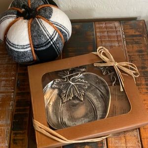 NEW Tidbit Server w/Spreader Fall Pumpkin Server NIB